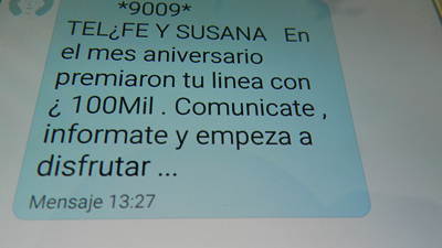 ESTAFA VIA SMS